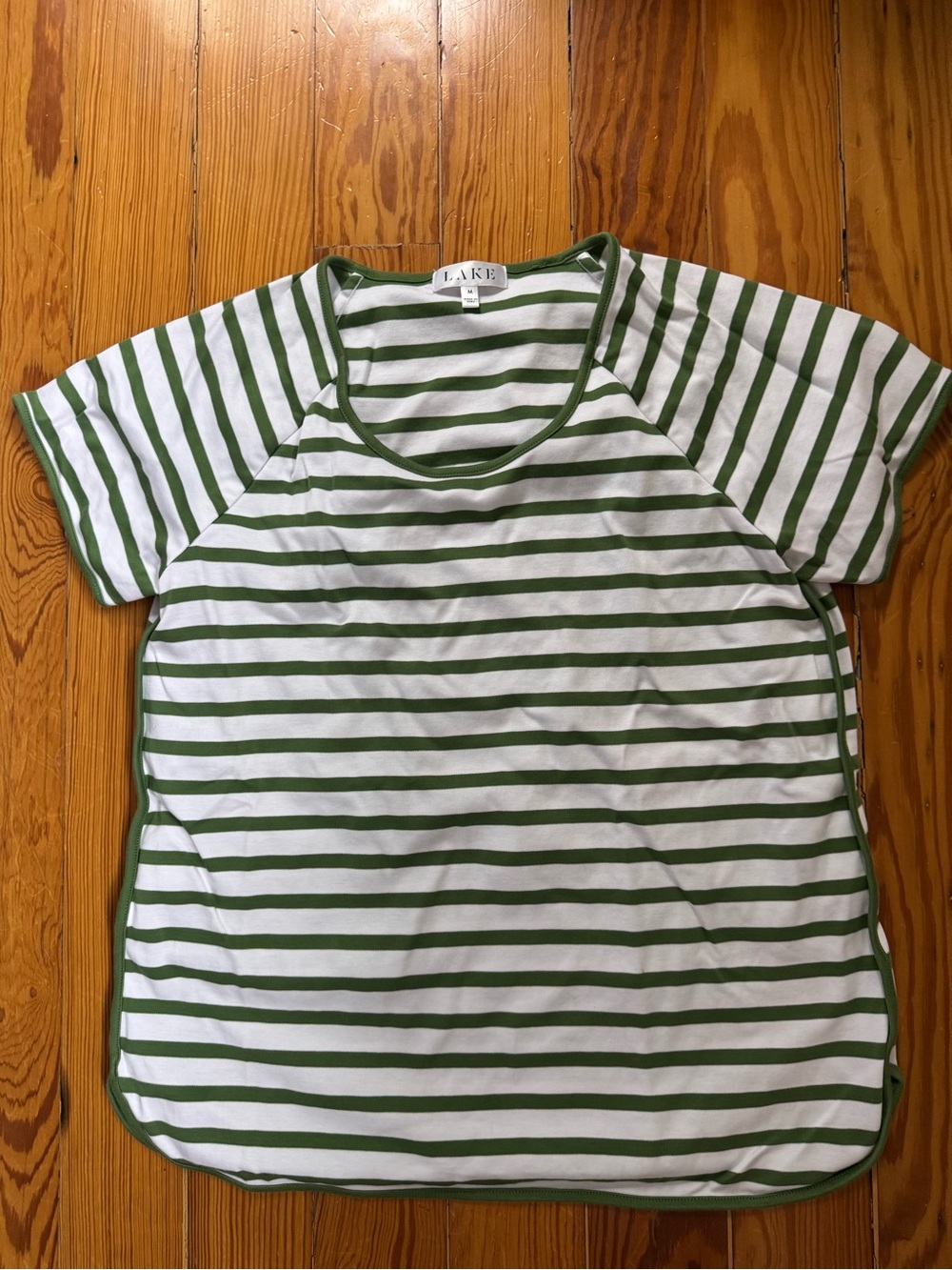 Lake Green & White Striped PJ Top